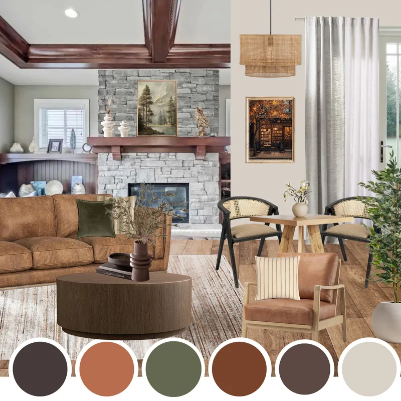 Rustic Living Room Redesign design board 1