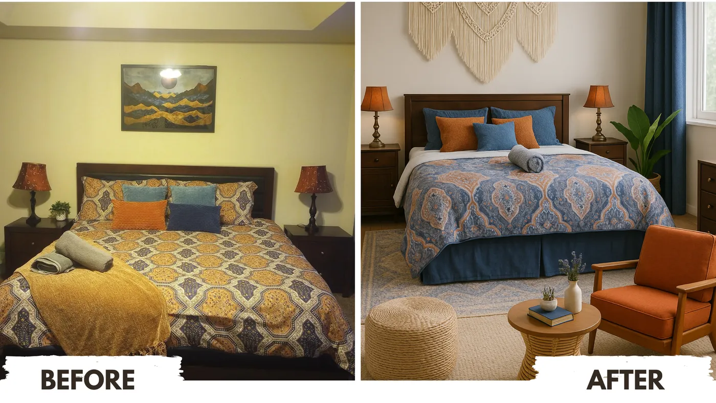Airbnb Interior Refresh before and after